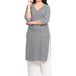 Clotheum Ethnic Motifs Printed V-Neck Pure Cotton Kurti-picture-25