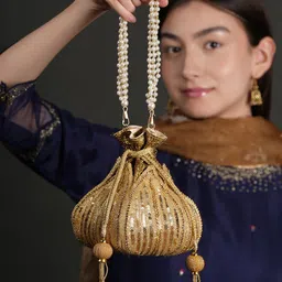 Anouk Embellished Potli Clutch-image-49