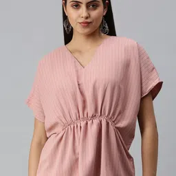 SHOWOFFFF Striped Kimono Sleeve Crepe Kaftan Top-picture-27