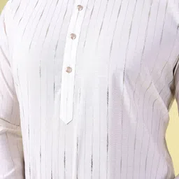 AURIK Men Striped Printed Mandarin Collar Pure Silk Kurta with Pyjamas image 3