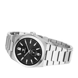 RUSTET Men Dial & Stainless Steel Bracelet Style Straps Analogue Watch 1853-BLACKSILVER image 4