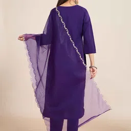 Navlik Women Ethnic Motifs Embroidered Kurta with Trousers & Dupatta image 2