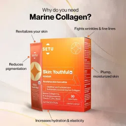 setu nutrition Setu Skin Youthful Collagen Powder | 30 Lemon Flavoured Sachets & Setu Skin Renew Glutathione |Orange Flavour | 15 Effervescent Tablets image 5