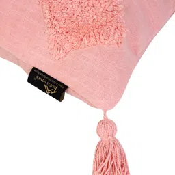 HOSTA HOMES Set Of 2 Pink Geometric Embroidered Pure Cotton Square Cushion Covers image 5