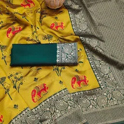 tammu designer Ethnic Motifs Woven Design Zari Saree With Unstiched Blouse image 2