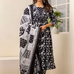 Fashion2wear Women Floral Printed Regular Kurta with Trousers & With Dupatta-picture-25
