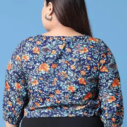 theRebelinme Floral Print Crepe Crop Top image 3