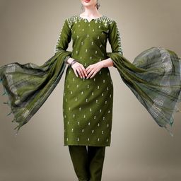 HI FI NX Women Paisley Embroidered Regular Kurta with Churidar & With Dupatta-picture-6
