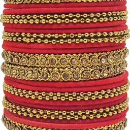 Raj world Red Glass Artificial Stones Bangle image 2