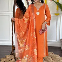 CaniBani Orange Kurta Sets-picture-23