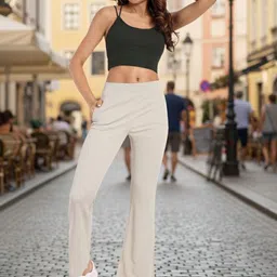 Next One Women Smart Flared Fit Bootcut High-Rise Easy Wash Corduroy Trousers image 4