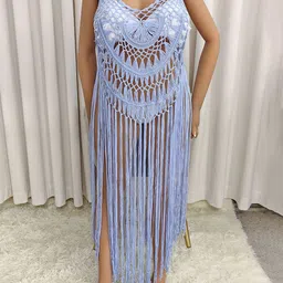 LULU & SKY Fringed Loose-Fit Maxi Swimwear Cover up Top-picture-32