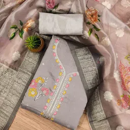 KALINI Embroidered Unstitched Dress Material image 2