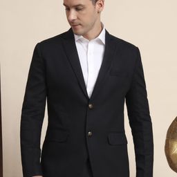 House of Pataudi Notched Lapel Collar Single-Breasted Blazer-picture-47