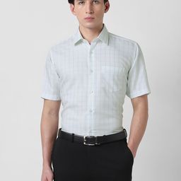 Van Heusen Checked Spread Collar Cotton Formal Shirt-picture-18