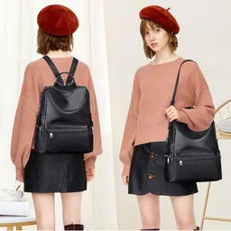 truearch Women Textured Backpack with Zip Closure image 4