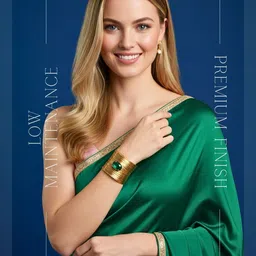 ORANGENYSHA Gold-Plated Crystal Studded Cuff Bracelet image 2