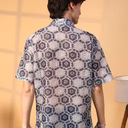 Campus Sutra Men Comfort Cuban Collar Abstract Printed Oversized Casual Shirt image 5