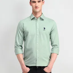 U.S. Polo Assn. Denim Co. Men Manhattan Spread Collar Solid Cotton Slim Fit Casual Shirt-picture-23