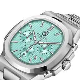 Carlton London Men Patterned Dial & Stainless Steel Bracelet Style Straps Analogue Watch CLSTFBLUM image 2