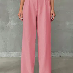 TOOCHKI Women Relaxed Straight Leg Relaxed Fit High-Rise Trousers-image-43