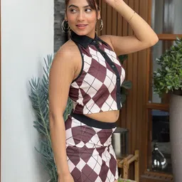 BAESD Checked Sleeveless Top With Skirt image 2