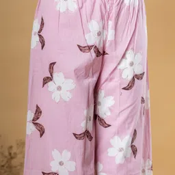 Readiprint Fashions Floral Printed Pleated V-Neck Pure Cotton A-Line Kurta With Palazzos image 3