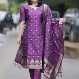 Altecia Women Ethnic Motifs Regular Kurta with Trousers & With Dupatta-picture-23