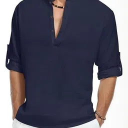 Edin Men Cotton Solid Kurtas image 3