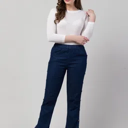 Ira Collections Women Comfort Jogger Mid-Rise Clean Look Stretchable Jeans image 3