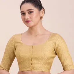 Studio Shringaar Woven Design Round Neck Short Sleeves Saree Blouse image 3