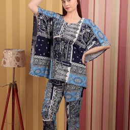 DARVI Printed Notch Neck Kaftan Tunic & Trousers image 2