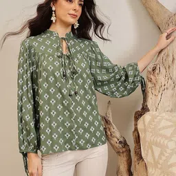 QUIERO BLUES Print Ethnic Top-picture-37