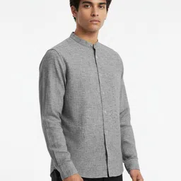 glitchez Slim Fit Band Collar Self Design Casual Shirt-picture-17