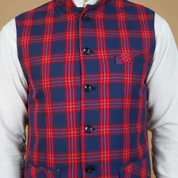 Wintage Checked Sleeveless Nehru Jackets image 4