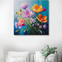 nestroots Blue & Green Vibrant Flowers Canvas Wall Painting-image-61