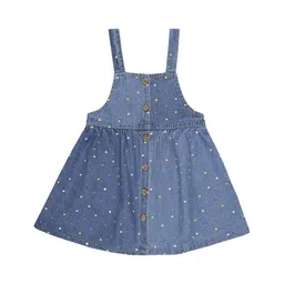 MeeMee Embroidered Denim Fit & Flare Dress image 4