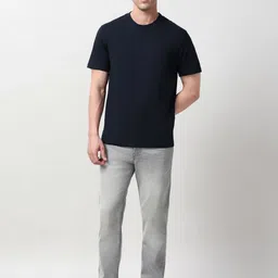 Peter England Casuals Men Solid Round Neck T-shirt image 4