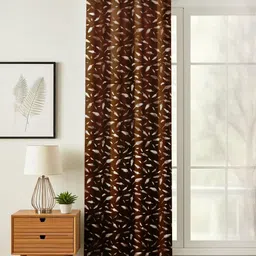 GEET CREATIONS Brown & White Floral Window Curtain-picture-41