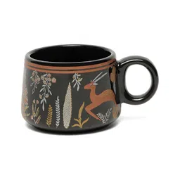 Myntra Elegant Homes Black & Orange Ethnic Motifs Printed Ceramic Glossy Cups Set of Cups and Mugs image 5