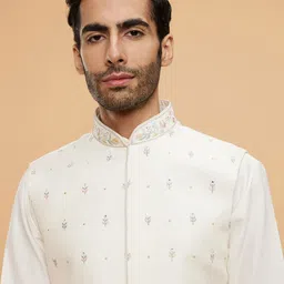 Twamev Floral Embroidered Sequinned & Thread Work Straight Kurta & Trouser With Jacket image 2