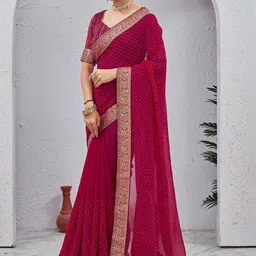 SANISA Embellished Zari Pure Georgette Heavy Work Saree image 2