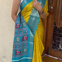 KALINI Kalamkari Zari Sungudi Saree image 5