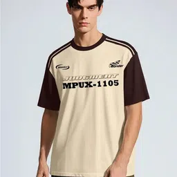 jump cuts Men Printed Round Neck Cotton Blend Beige T-Shirt-picture-25