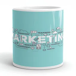 Mr UVD White & Blue Typography Printed Ceramic Glossy Mug - 350 ml image 3