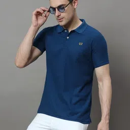 HUSHBUCKS Men Polo Collar Applique T-shirt image 1