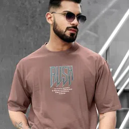 maniac Men Printed Round Neck Pure Cotton Pink T-Shirt-picture-15