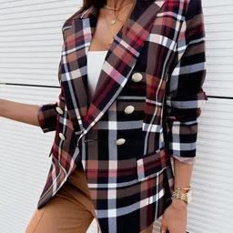 Mast & Harbour Checked Notched Lapel Double Breasted Blazer-picture-31