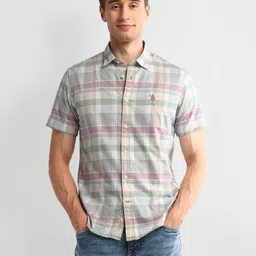 U.S. Polo Assn. Denim Co. Men Classic Slim Fit Opaque Checked Casual Shirt-picture-28