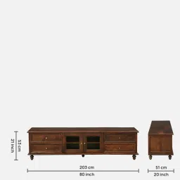 amberville from pepperfry Riveria Mango Wood Two Door Four Drawer Tv Console In Tubbaq finish image 2